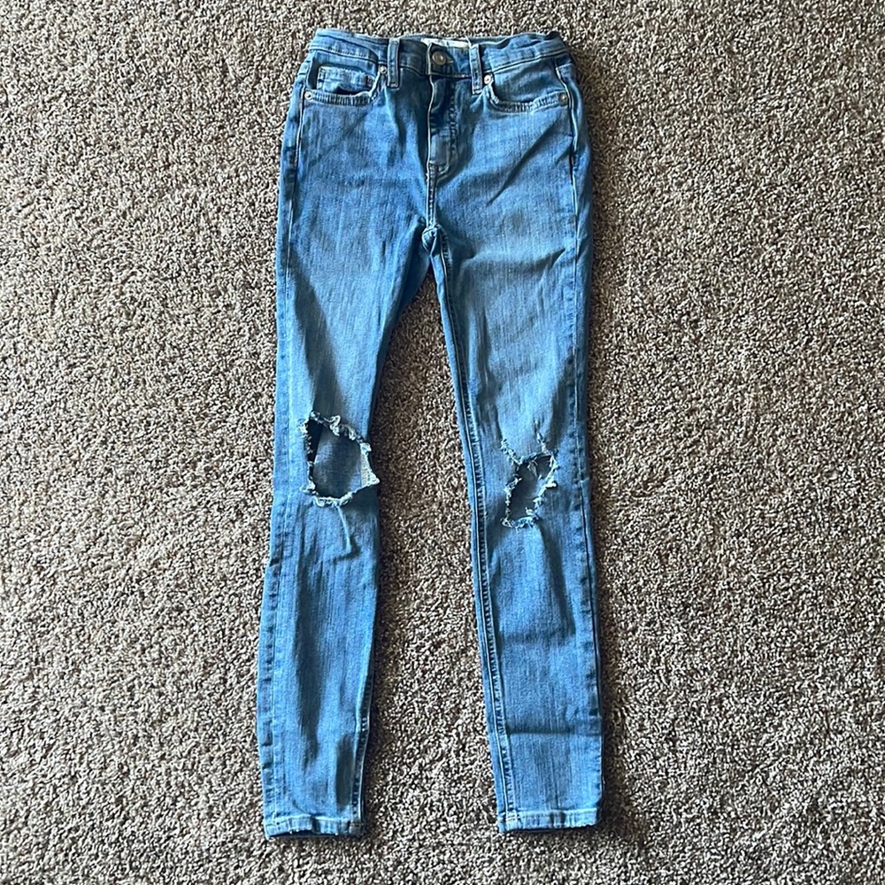 Free People Distressed Blue Skinny Jeans